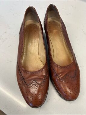 Tanino Cristi  Vintage Handmade Italian 👞 Brown Leather Brogue Perforated Detail